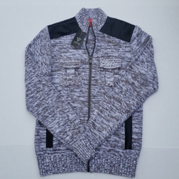 New GUESS Drian Mock-Neck Zip Men's Sweater SZ S - Picture 3 of 5